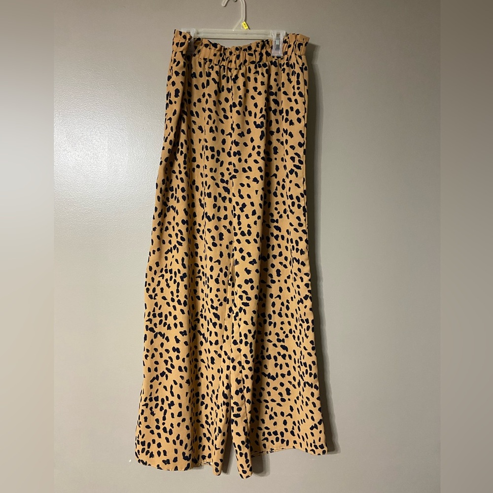 SHEIN leopard print wide leg pants